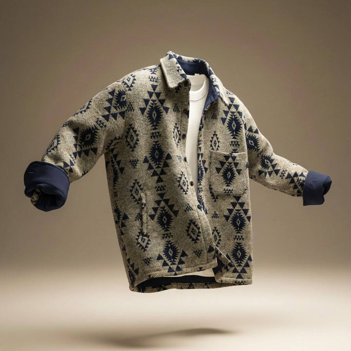 Men’s shirt jacket with print and chest pocket