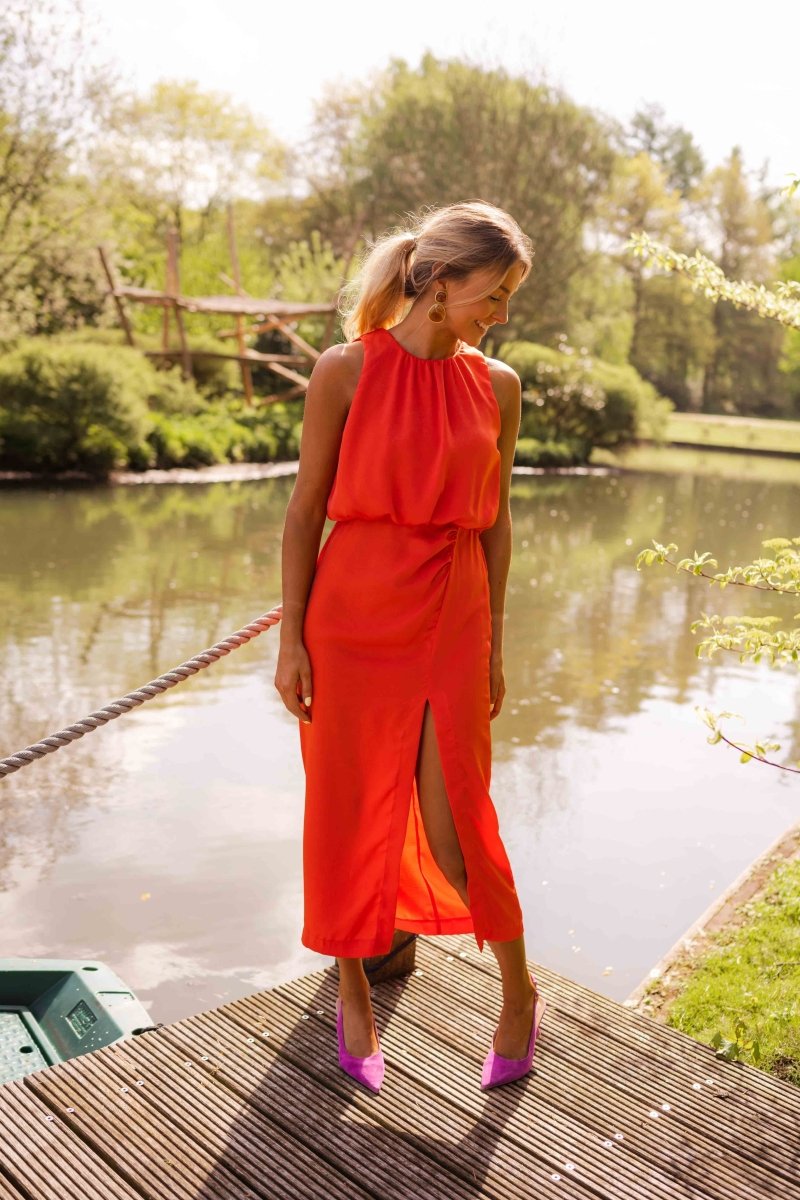 Summer dress with front slit for women