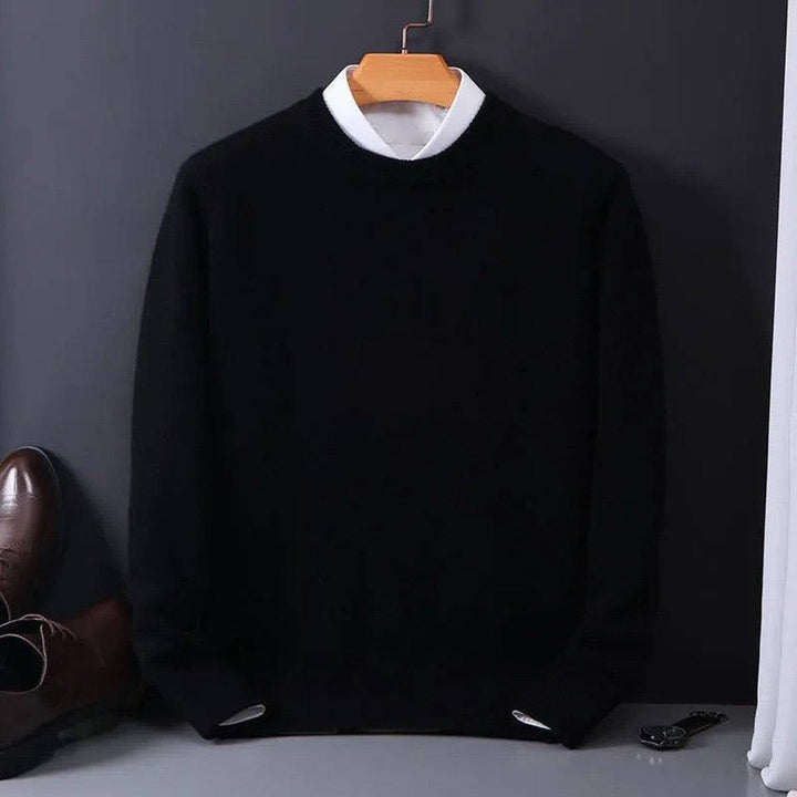 Men's crewneck sweater with ribbed edges