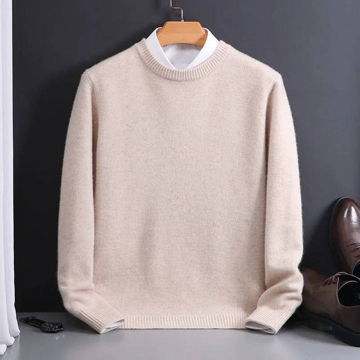 Men's crewneck sweater with ribbed edges
