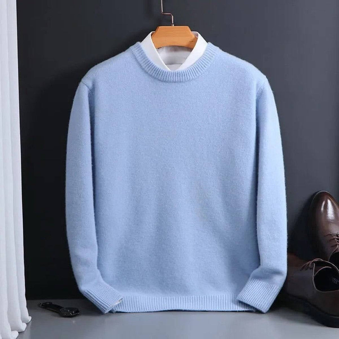 Men's crewneck sweater with ribbed edges