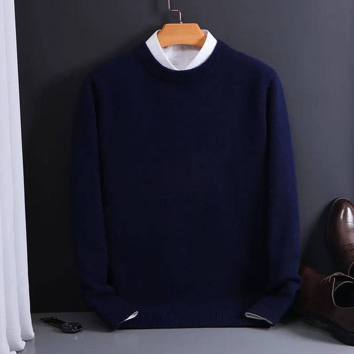 Men's crewneck sweater with ribbed edges