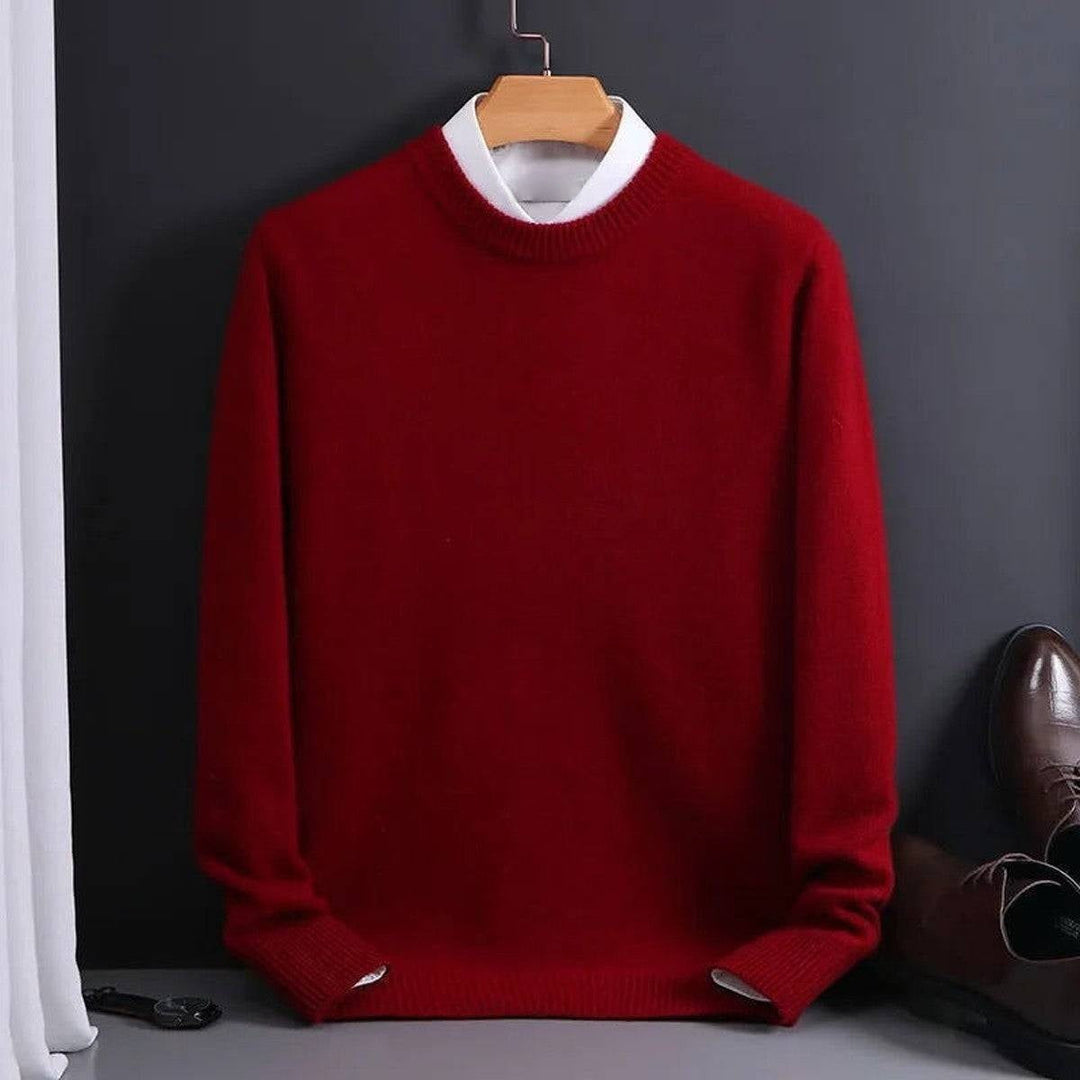 Men's crewneck sweater with ribbed edges