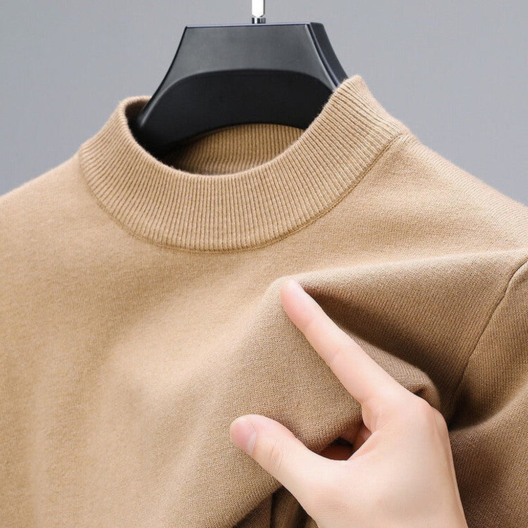 Long-sleeve knitted pullover with ribbed edges for men