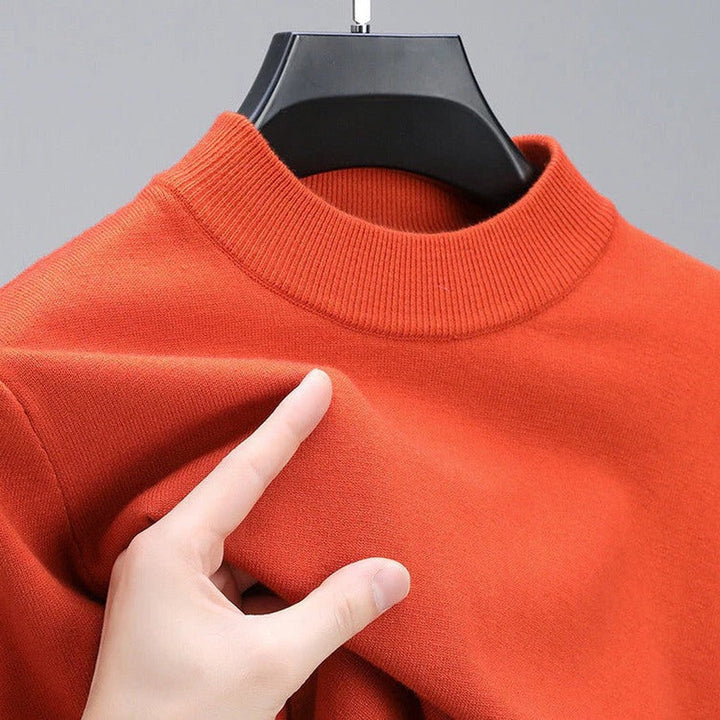Long-sleeve knitted pullover with ribbed edges for men