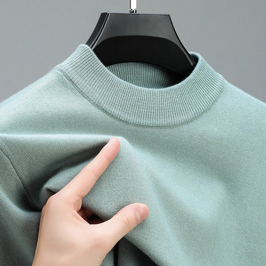 Long-sleeve knitted pullover with ribbed edges for men