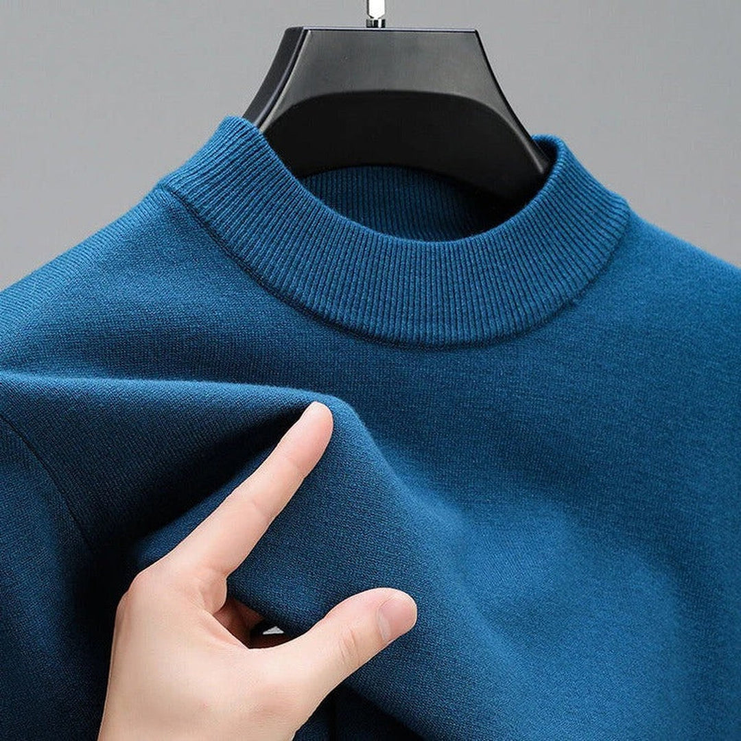 Long-sleeve knitted pullover with ribbed edges for men