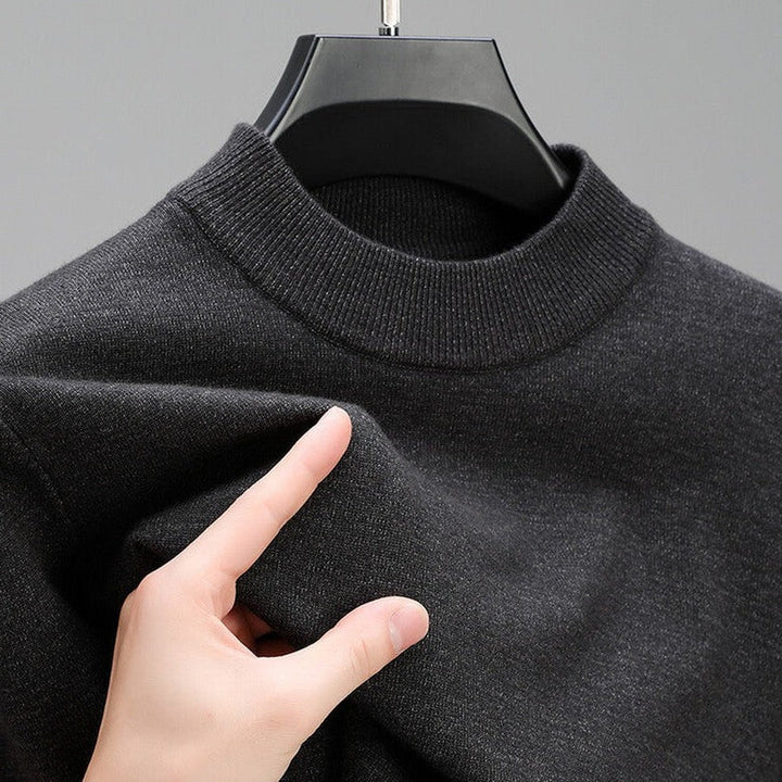Long-sleeve knitted pullover with ribbed edges for men