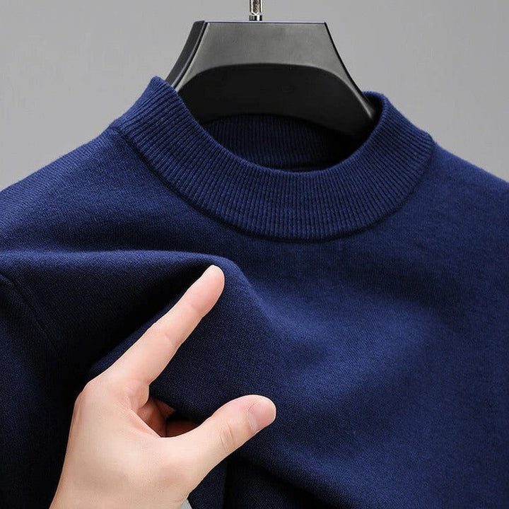 Long-sleeve knitted pullover with ribbed edges for men
