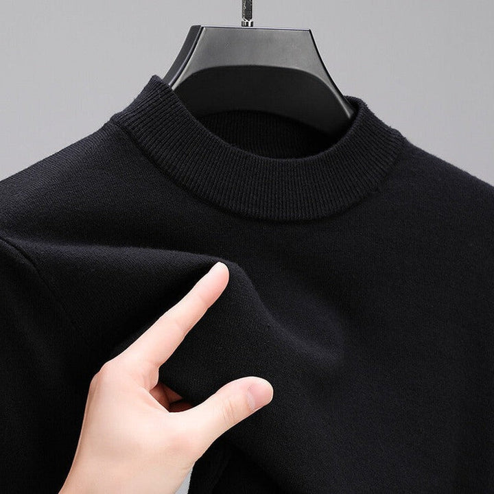 Long-sleeve knitted pullover with ribbed edges for men