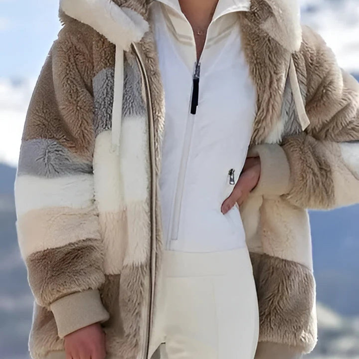 Quilted Winter Jacket with Fleece Collar for Women
