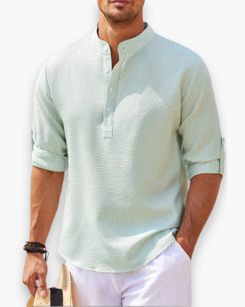 Men's Henley shirt with mandarin collar