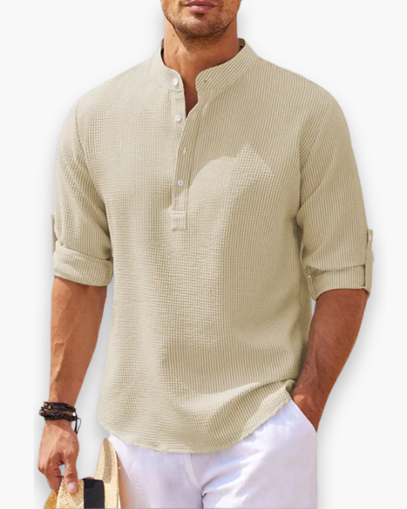 Men's Henley shirt with mandarin collar