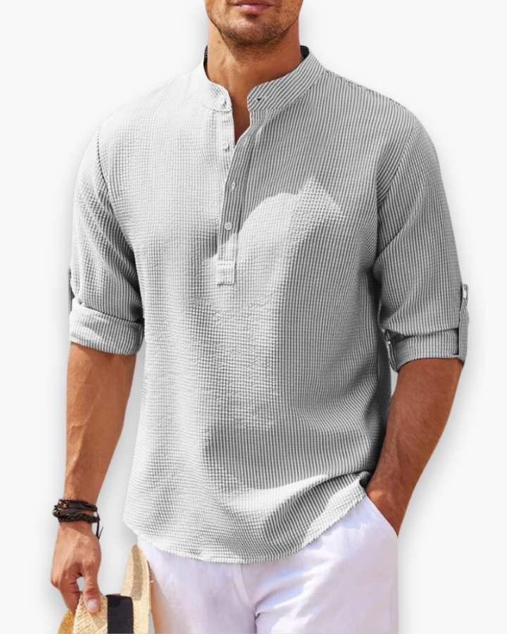 Men's Henley shirt with mandarin collar