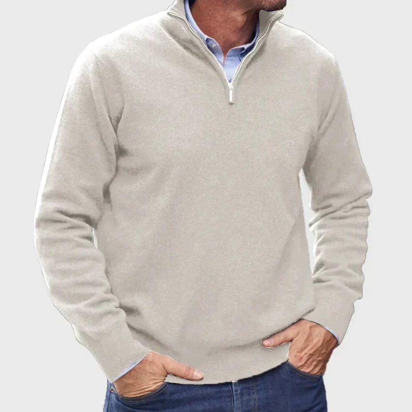 Quarter-zip knitted sweater for men