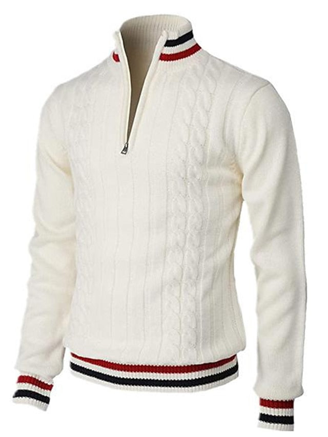 Cable-Knit Quarter-Zip Sweater for Men