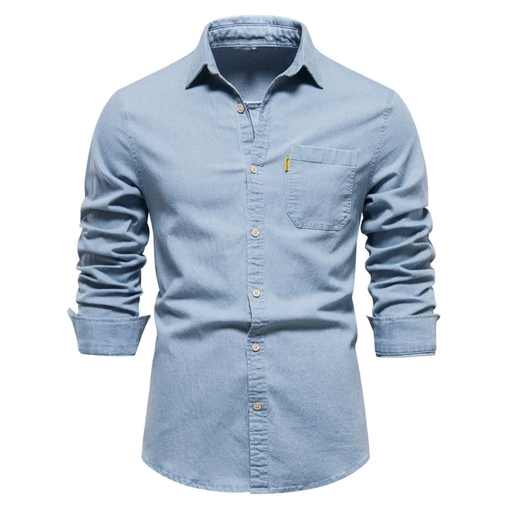Denimskjorte med Knapper til Herrer