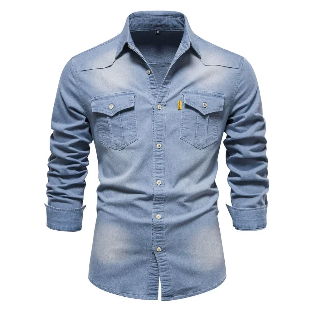 Men's denim shirt with buttons