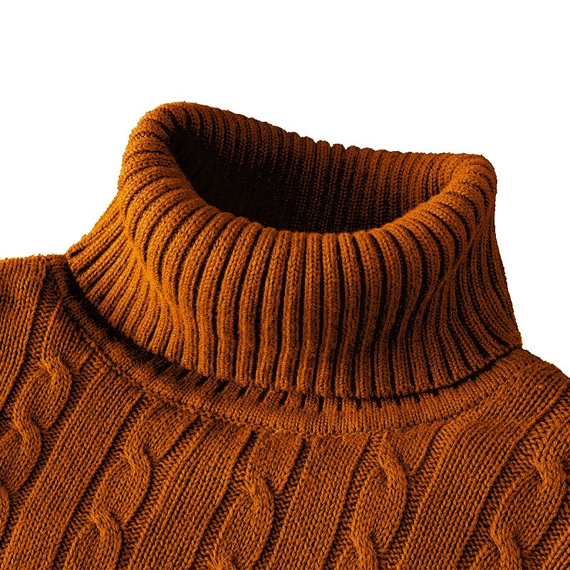 Cable-Knit Turtleneck Sweater for Men