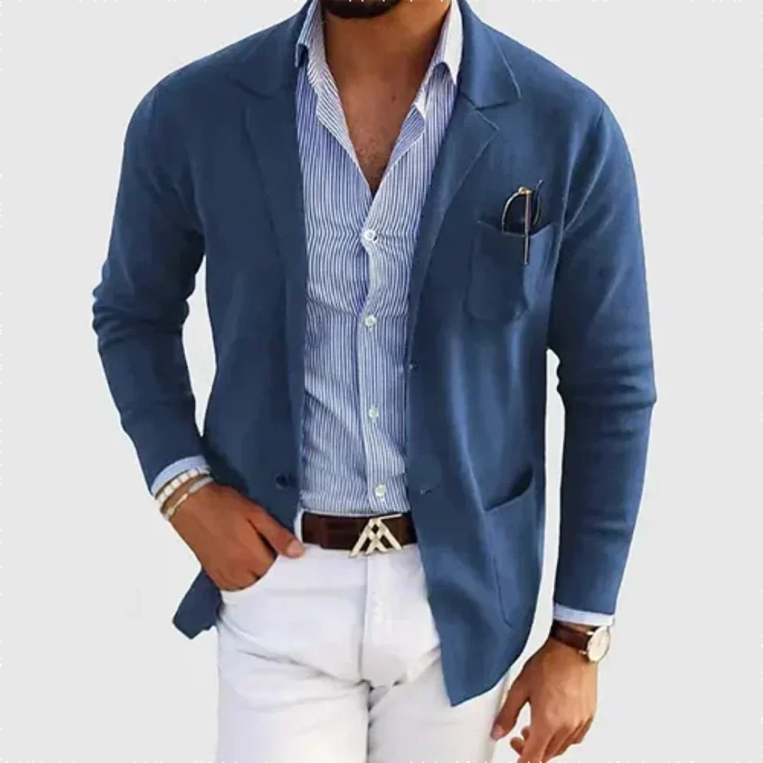 Strikket Blazer med Notch Revers til Herrer