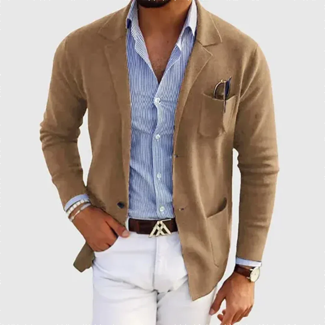 Strikket Blazer med Notch Revers til Herrer