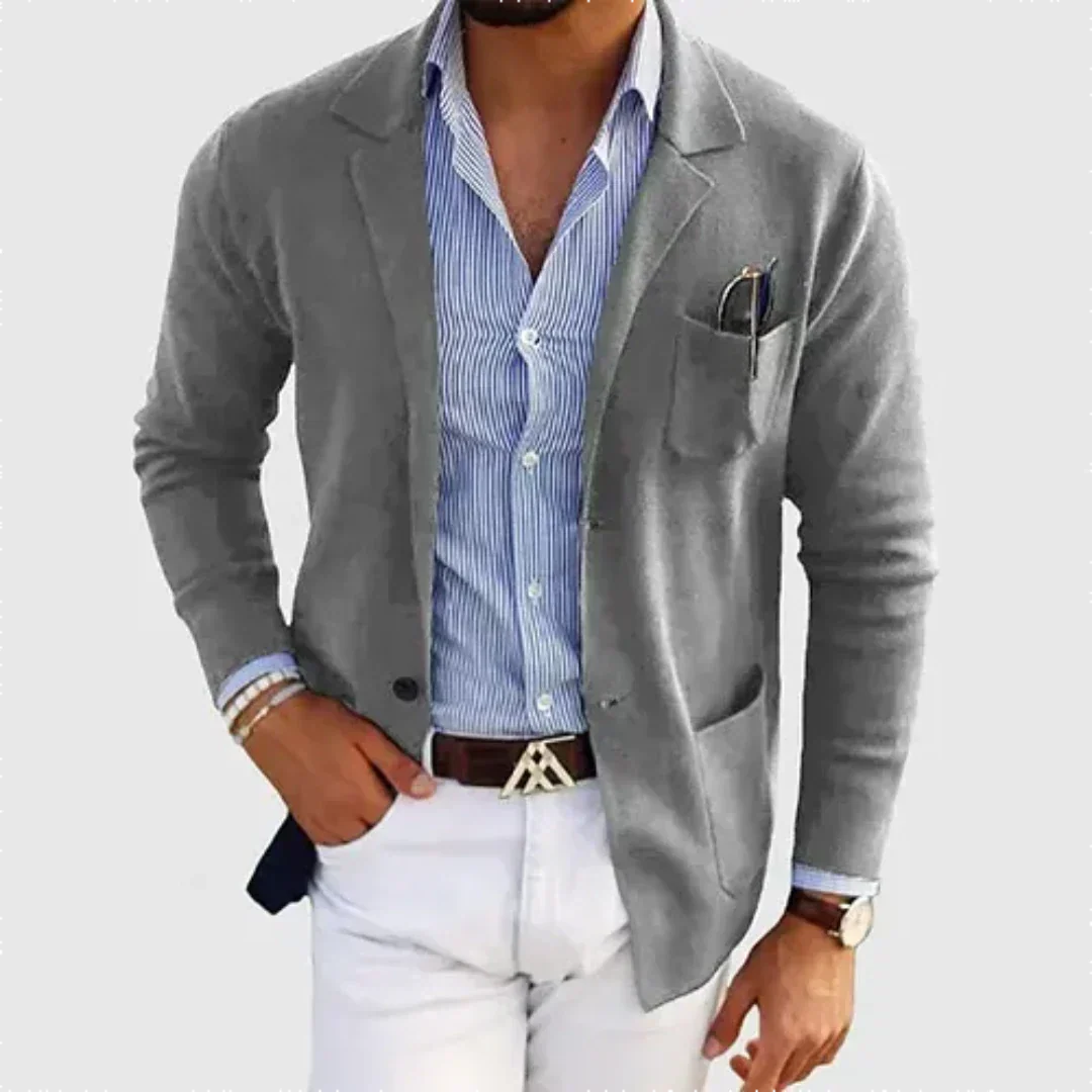 Strikket Blazer med Notch Revers til Herrer
