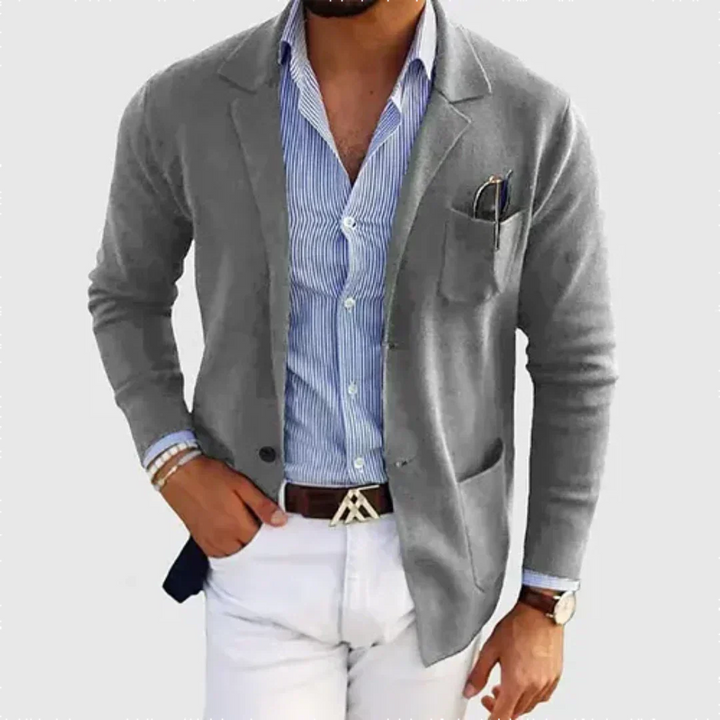 Strikket Blazer med Notch Revers til Herrer