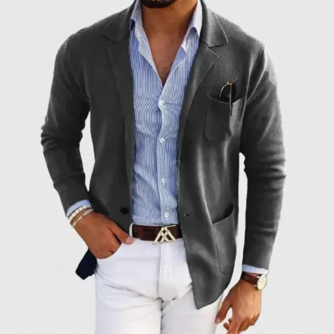 Strikket Blazer med Notch Revers til Herrer