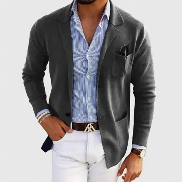 Strikket Blazer med Notch Revers til Herrer