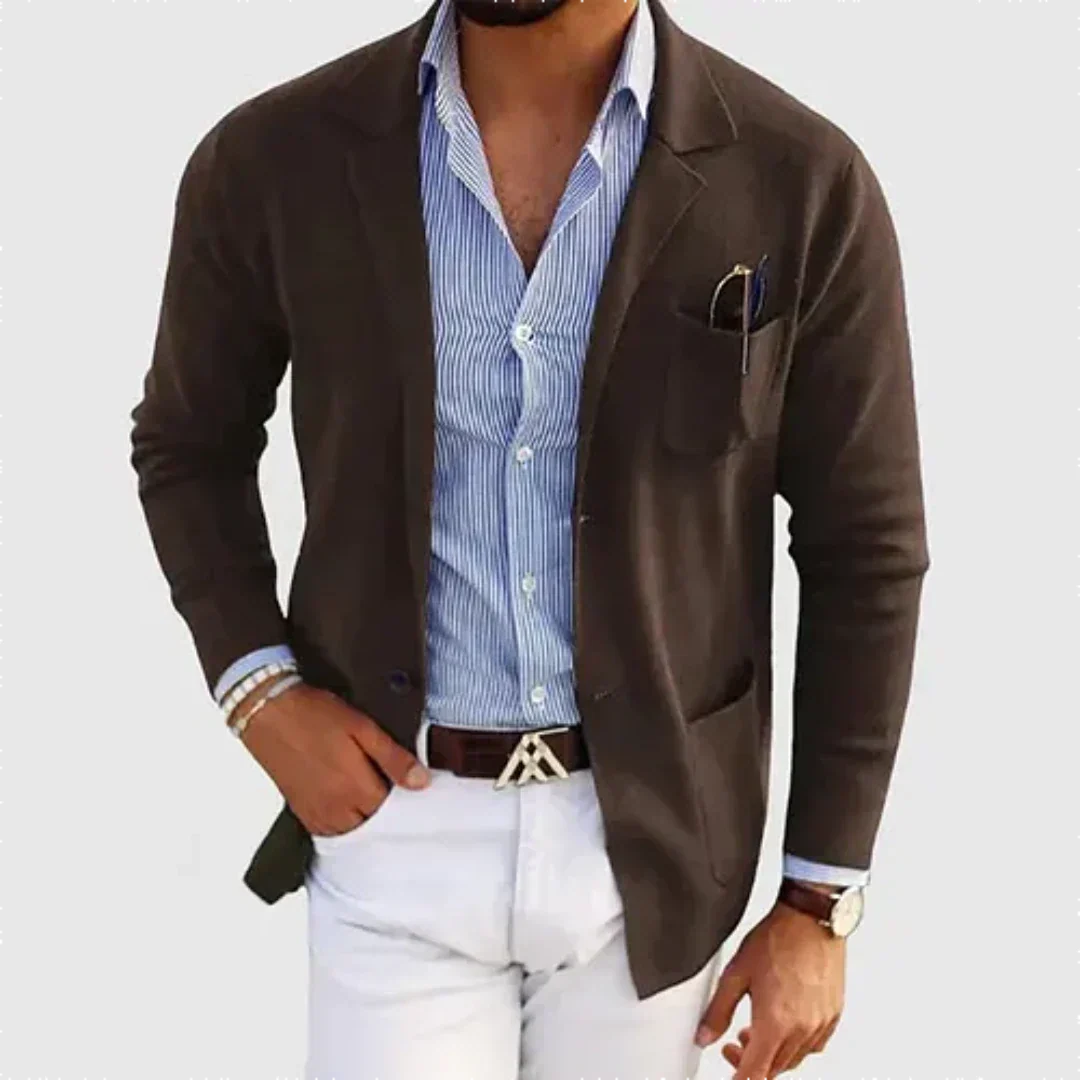Strikket Blazer med Notch Revers til Herrer