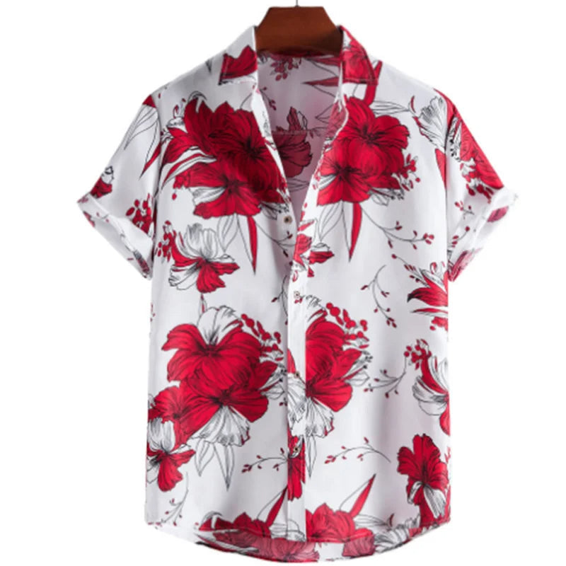 Tropical Shirt with Floral Pattern for Men