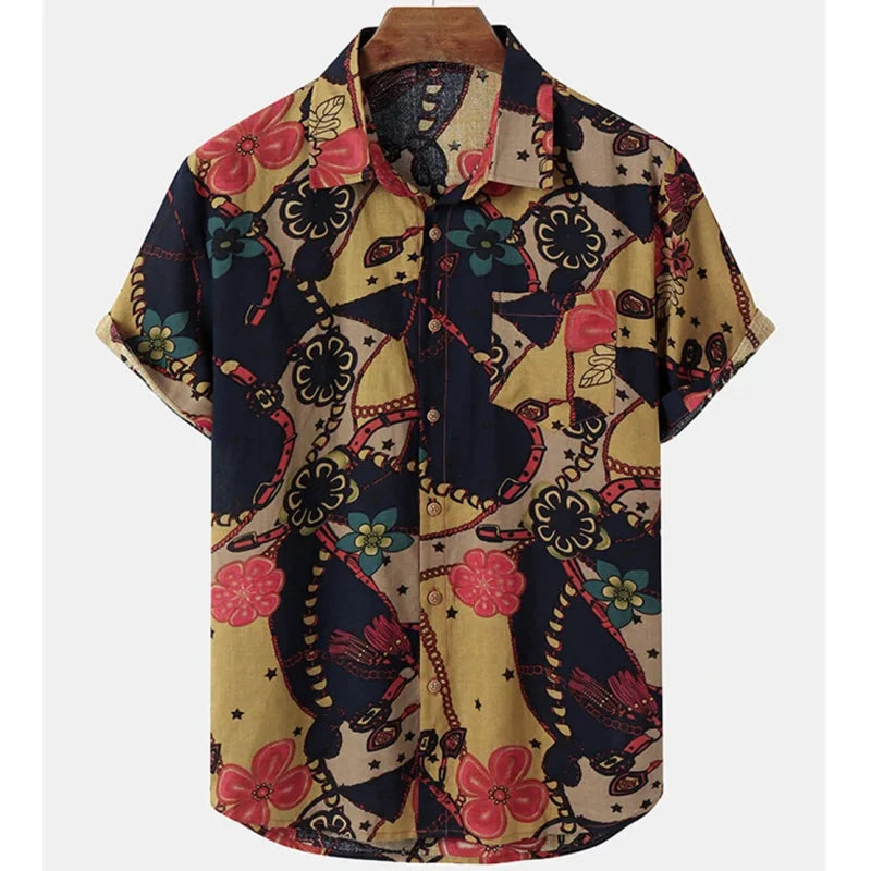 Tropical Shirt with Floral Pattern for Men