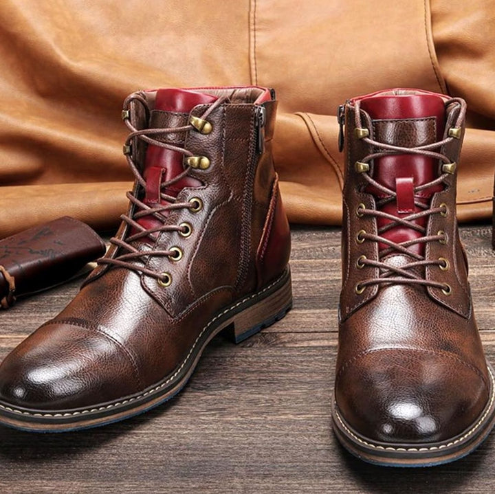 Classic Men's Boots with Zipper and Laces