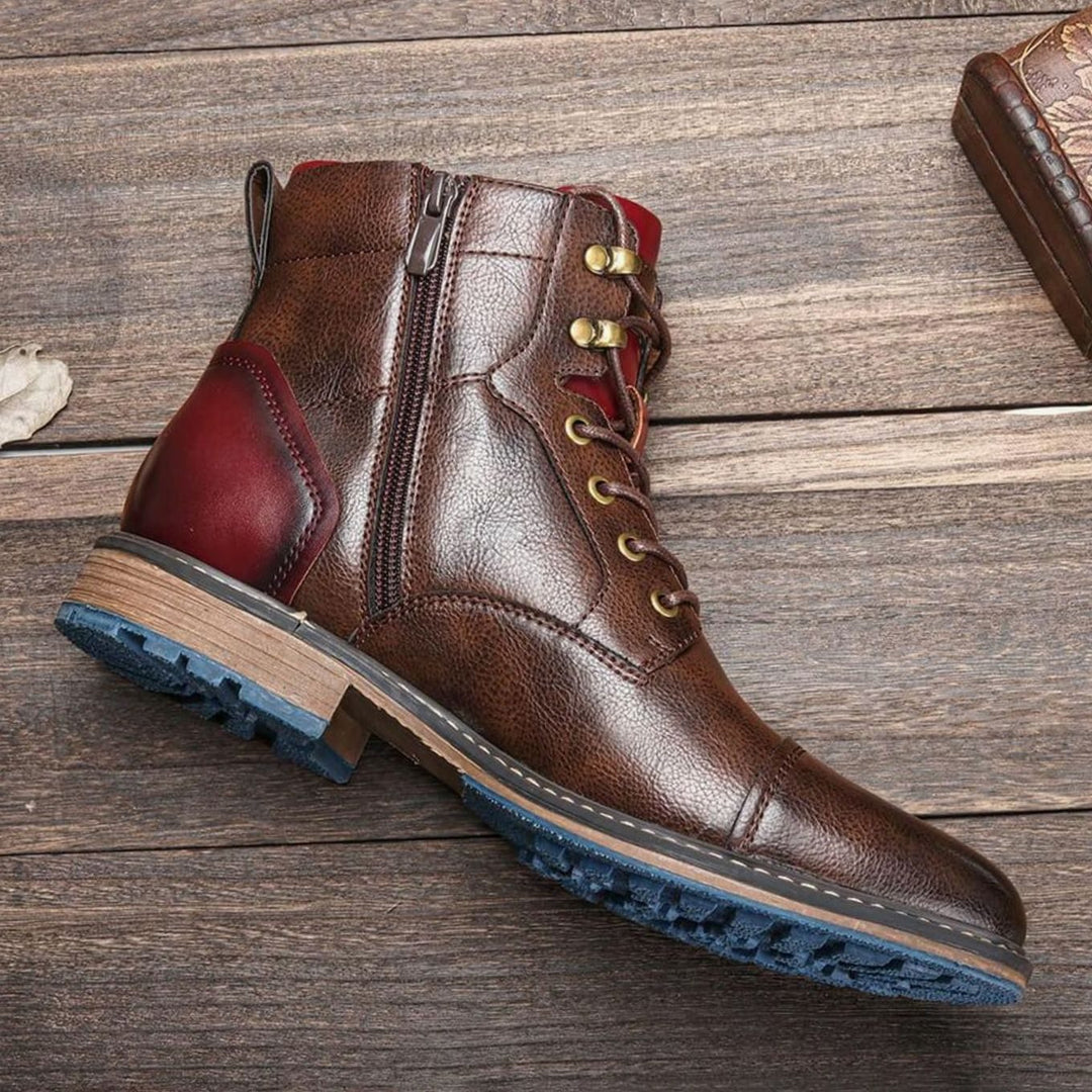 Classic Men's Boots with Zipper and Laces