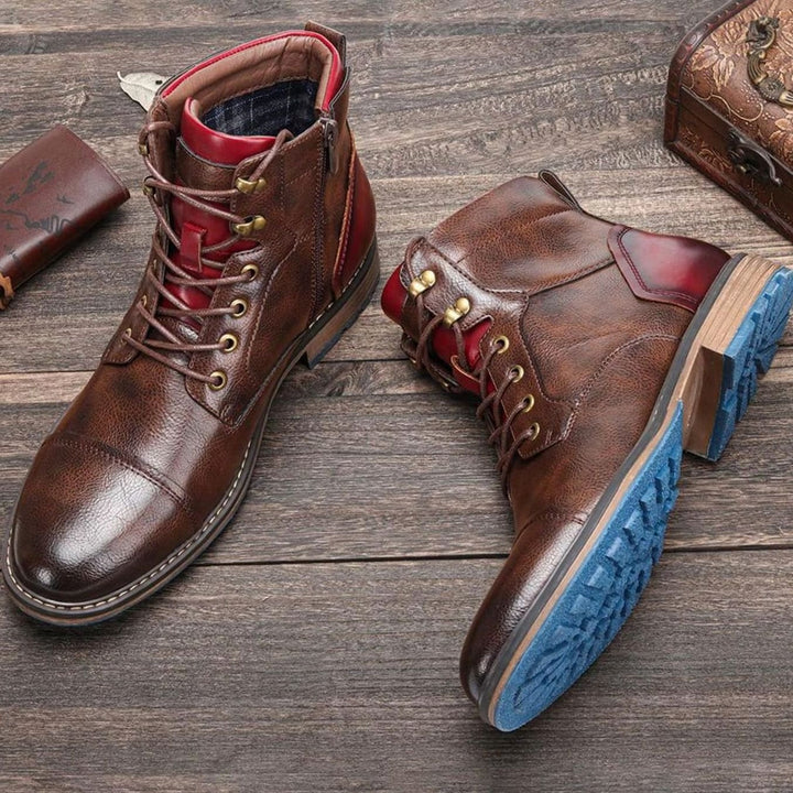 Classic Men's Boots with Zipper and Laces