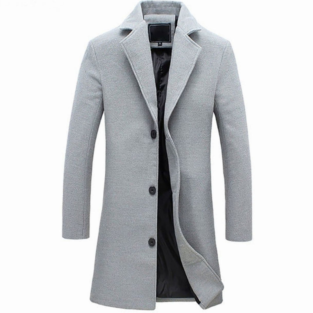 Long Wool Coat with Tailored Fit for Men