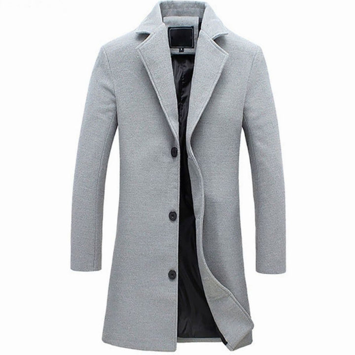 Long Wool Coat with Tailored Fit for Men