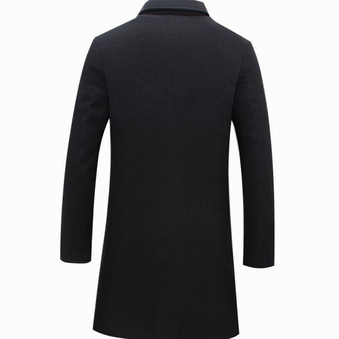 Long Wool Coat with Tailored Fit for Men