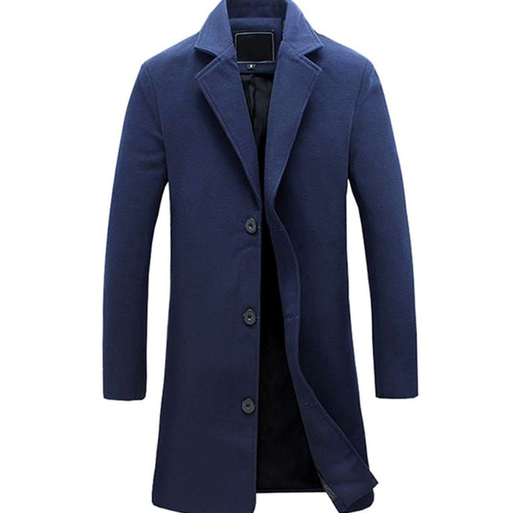 Long Wool Coat with Tailored Fit for Men
