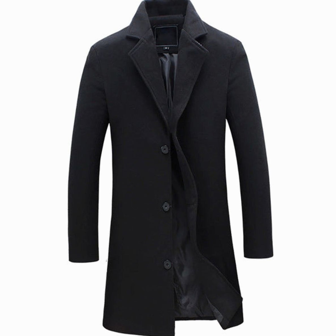 Long Wool Coat with Tailored Fit for Men