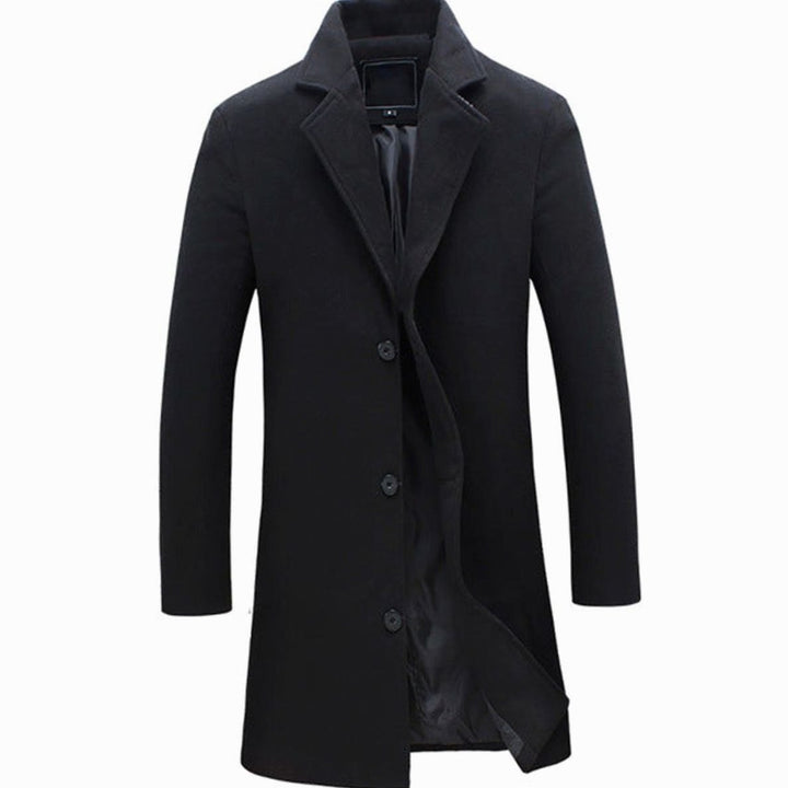 Long Wool Coat with Tailored Fit for Men