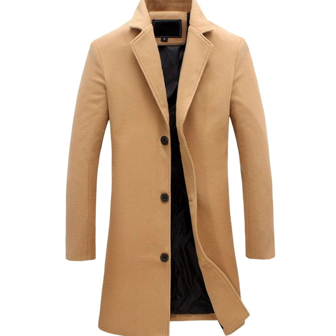 Long Wool Coat with Tailored Fit for Men