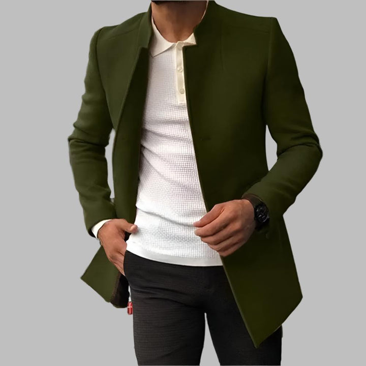 Slim-fit jacket with a mandarin collar for men