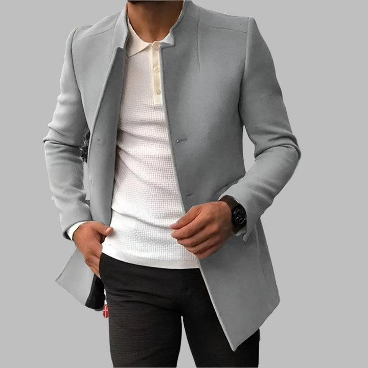 Slim-fit jacket with a mandarin collar for men