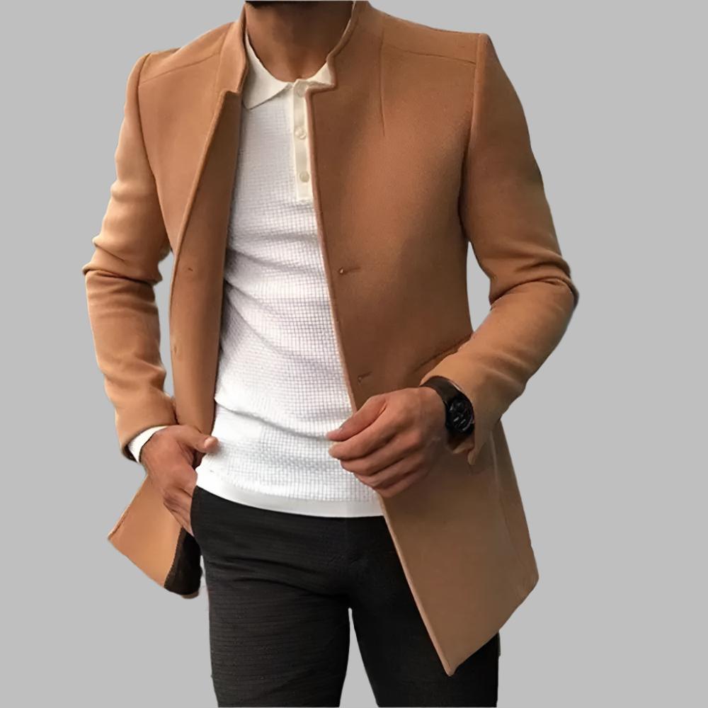 Slim-fit jacket with a mandarin collar for men