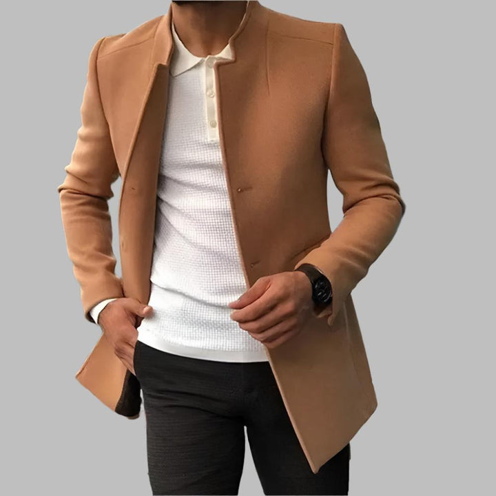 Slim-fit jacket with a mandarin collar for men