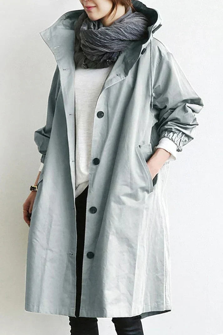 Vandtæt Trenchcoat med Hætte til Kvinder