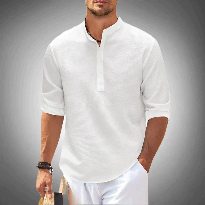 Men's Henley shirt with a band collar