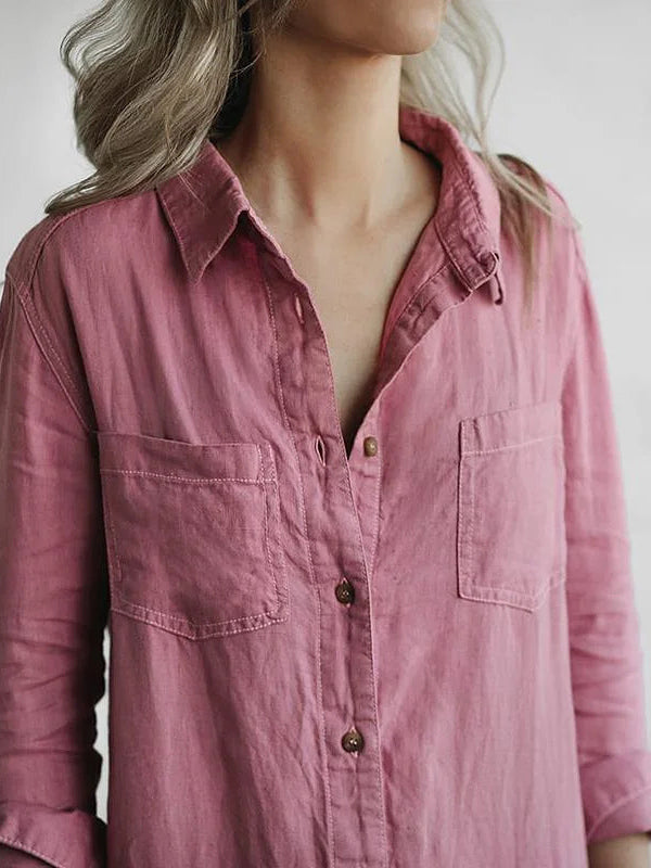 Niki | Kvinders Linned Knap-Front Afslappet Jumpsuit