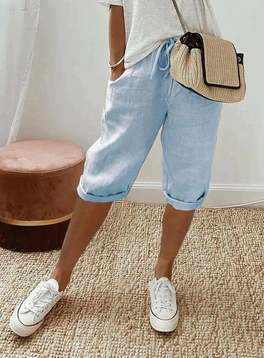 Cropped Women's Pants with Drawstring